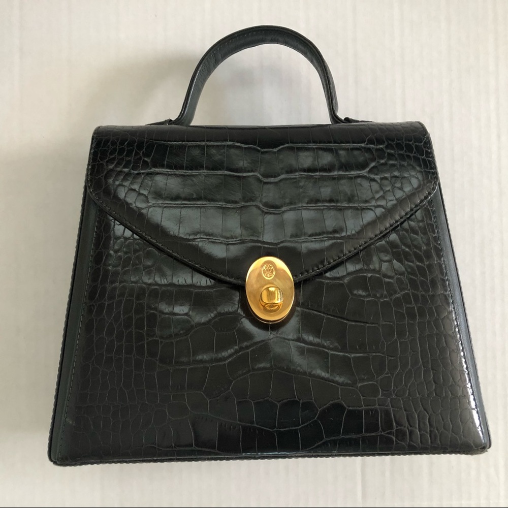 LLADRO Vintage Crocodile Embossed Handbag